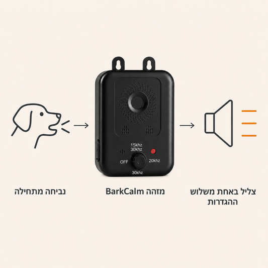 כך BarkCalm מגיב כאשר נביחות מתחילות